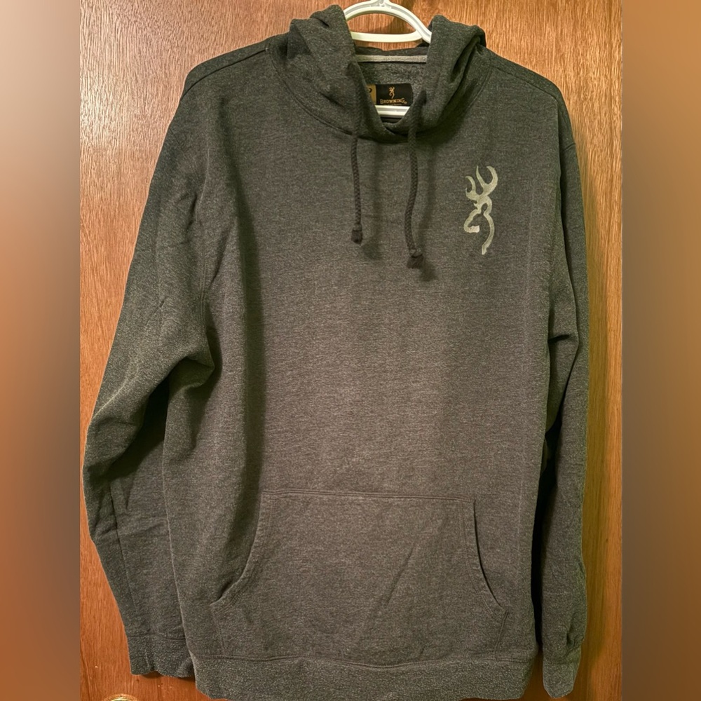 Men’s US XL Browning Charcoal Hoodie with Iconic Logo